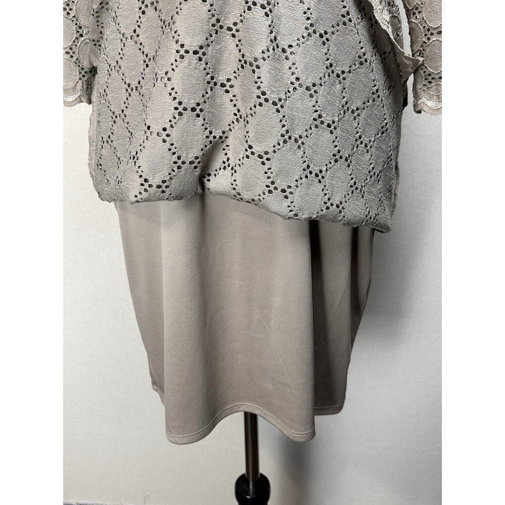 Ronni Nicole Women's Tan Lace Overlay Dress Size 12 Classic Dressy - Picture 9 of 16